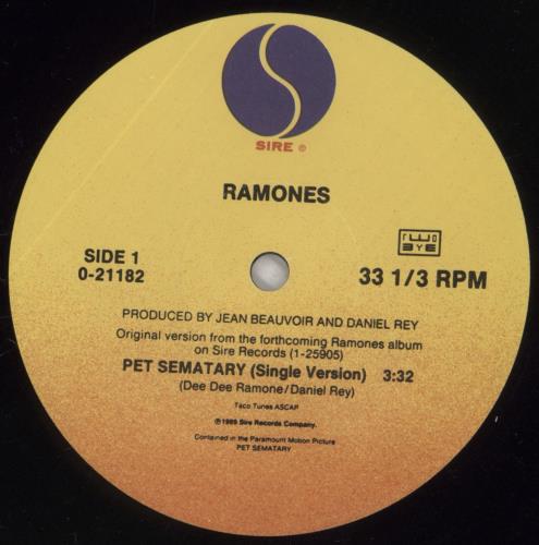 The Ramones Pet Sematary 12" vinyl single (12 inch record / Maxi-single) US RAM12PE862617
