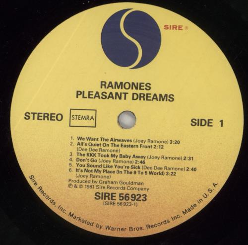 The Ramones Pleasant Dreams - VG vinyl LP album (LP record) US RAMLPPL860379