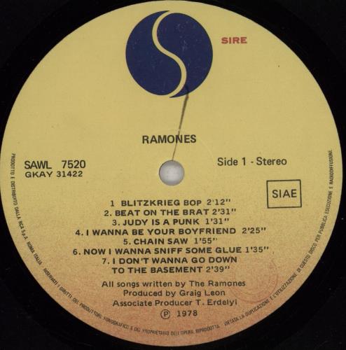The Ramones Ramones vinyl LP album (LP record) Italian RAMLPRA753688