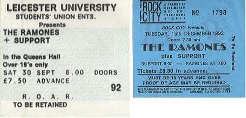 The Ramones Set Of 2 Concert Tickets concert ticket UK RAMTISE345481