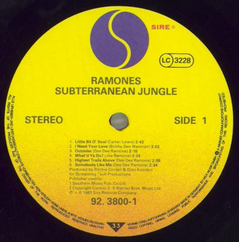 The Ramones Subterranean Jungle - EX vinyl LP album (LP record) German RAMLPSU822478