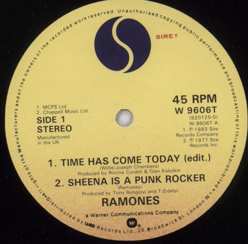 The Ramones Time Has Come Today - VG 12" vinyl single (12 inch record / Maxi-single) UK RAM12TI890575
