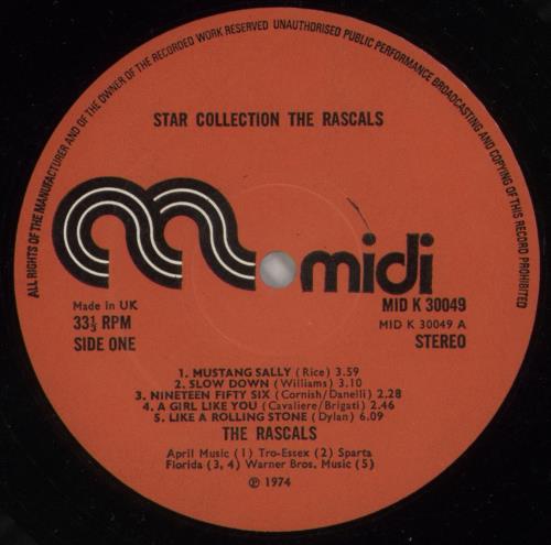 The Rascals (60s) Star-Collection vinyl LP album (LP record) UK RSCLPST656362