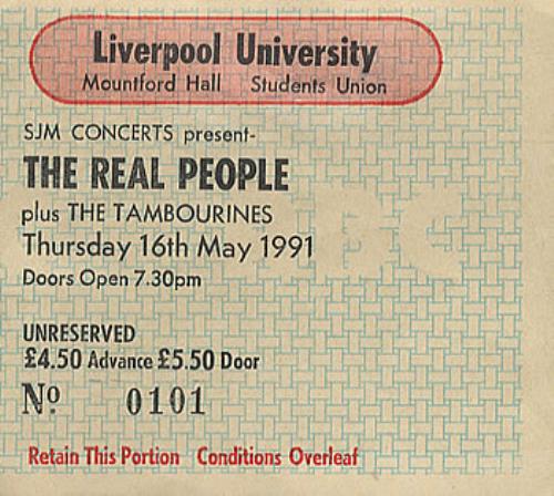 The Real People Liverpool University concert ticket UK REPTILI386009