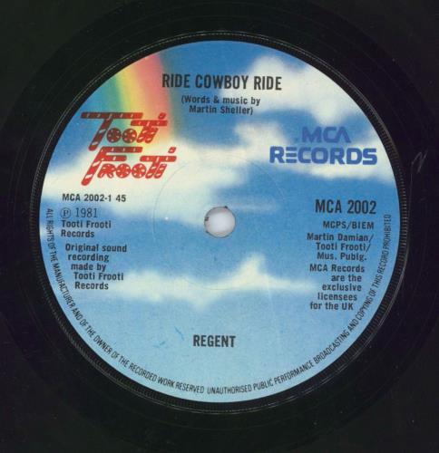The Regents Ride Cowboy Ride 7" vinyl single (7 inch record / 45) UK RGT07RI816800