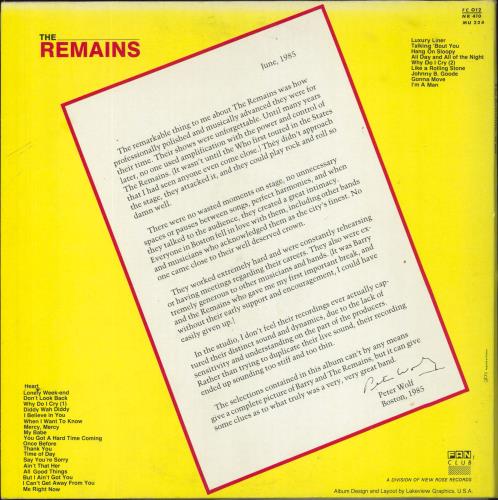 The Remains The Remains 2-LP vinyl record set (Double LP Album) French RE22LTH825735
