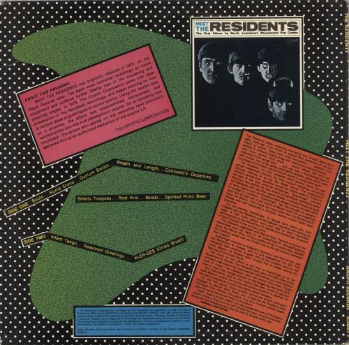 The Residents Meet The Residents vinyl LP album (LP record) US RSDLPME721398