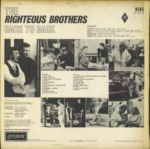 The Righteous Brothers Back To Back - EX vinyl LP album (LP record) UK TRBLPBA794773
