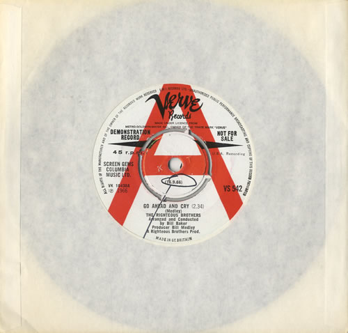 The Righteous Brothers Go Ahead And Cry 7" vinyl single (7 inch record / 45) UK TRB07GO473718