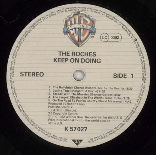 The Roches Keep On Doing vinyl LP album (LP record) German RCHLPKE522230