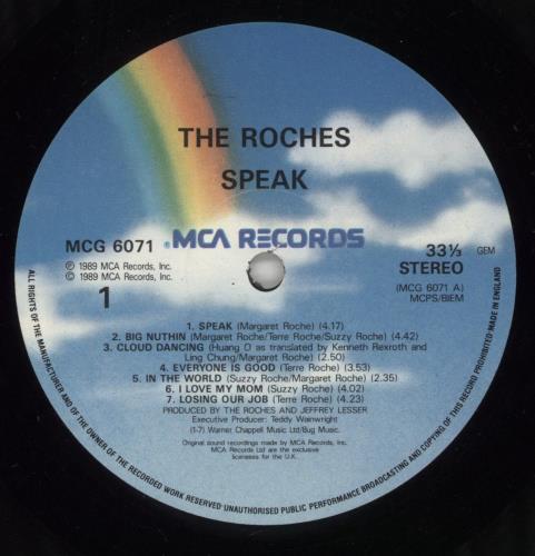 The Roches Speak vinyl LP album (LP record) UK RCHLPSP508232