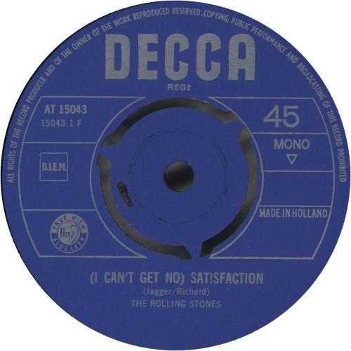The Rolling Stones (I Can't Get No) Satisfaction + P/S 7" vinyl single (7 inch record / 45) Dutch ROL07IC97967