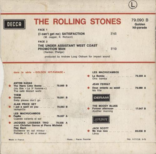 The Rolling Stones (I Can't Get No) Satisfaction - Golden Hit Parade (A) 7" vinyl single (7 inch record / 45) French ROL07IC776173