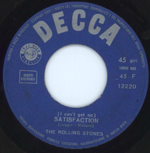The Rolling Stones (I Can't Get No) Satisfaction - Red Border - Light Blue lbl 7" vinyl single (7 inch record / 45) Italian ROL07IC803141