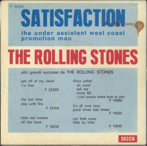 The Rolling Stones (I Can't Get No) Satisfaction - trionfa p/s 7" vinyl single (7 inch record / 45) Italian ROL07IC803146