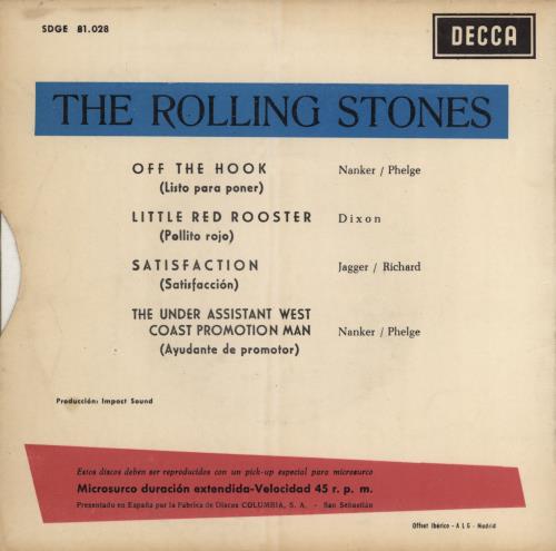 The Rolling Stones (I Can't Get No) Satisfaction E.P. - Lozenge Label 7" vinyl single (7 inch record / 45) Spanish ROL07IC92108