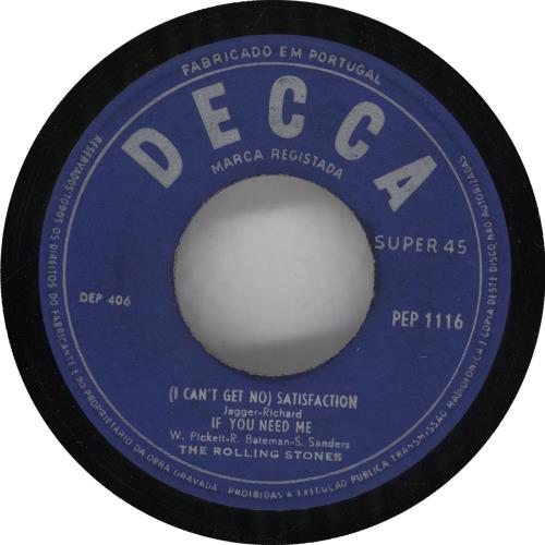 The Rolling Stones (I Can't Get No) Satisfaction 7" vinyl single (7 inch record / 45) Portuguese ROL07IC740971