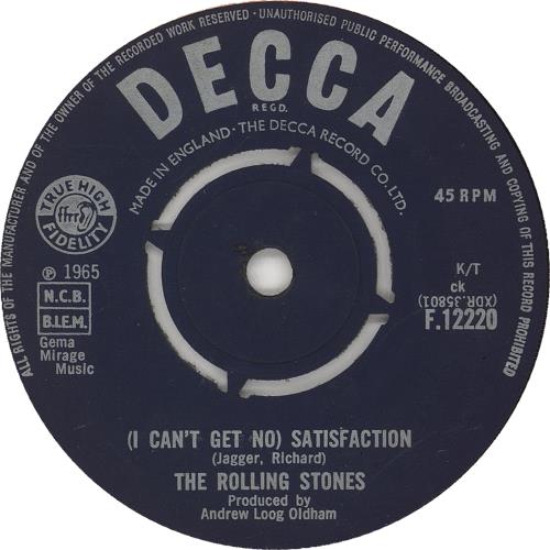 The Rolling Stones [I Can't Get No] Satisfaction - 1st (a) 7" vinyl single (7 inch record / 45) UK ROL07IC77768