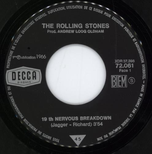 The Rolling Stones 19th Nervous Breakdown / As Tears Go By + Die-Cut b&w P/S 7" vinyl single (7 inch record / 45) French ROL07TH777364