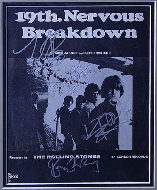 The Rolling Stones 19th Nervous Breakdown - Fully Autographed Display display US ROLDITH535006