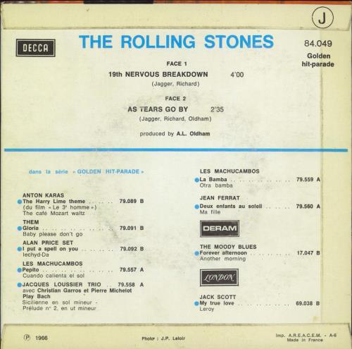 The Rolling Stones 19th Nervous Breakdown 7" vinyl single (7 inch record / 45) French ROL07TH378802