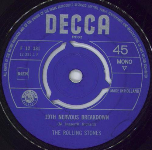 The Rolling Stones 19th Nervous Breakdown 7" vinyl single (7 inch record / 45) Dutch ROL07TH790715