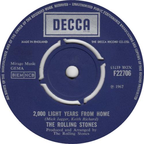 The Rolling Stones 2,000 Light Years From Home - Export 7" vinyl single (7 inch record / 45) UK ROL07LI331028