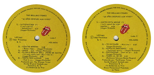 The Rolling Stones 20 A�os Despues Aun Vivos vinyl LP album (LP record) Mexican ROLLPAO140983