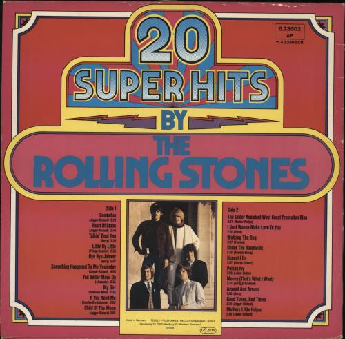The Rolling Stones 20 Super Hits vinyl LP album (LP record) German ROLLPSU63672