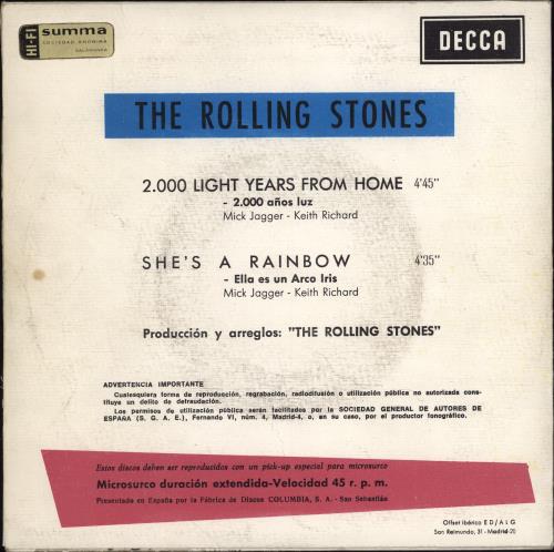 The Rolling Stones 2000 Light Years From Home - Boxed 7" vinyl single (7 inch record / 45) Spanish ROL07LI778363