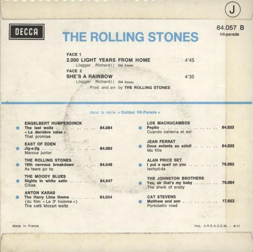 The Rolling Stones 2000 Light Years From Home 7" vinyl single (7 inch record / 45) French ROL07LI776697