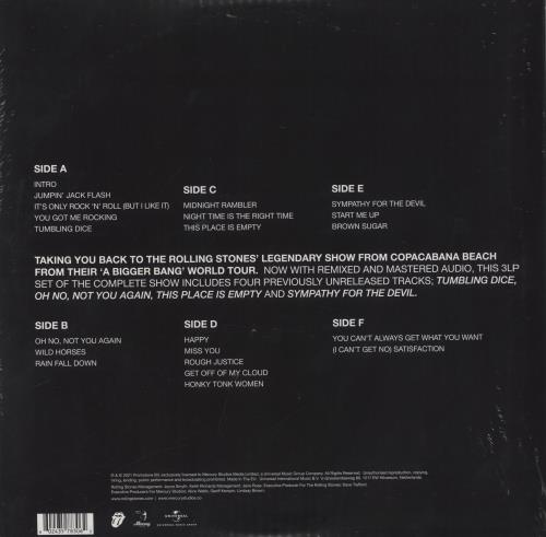 The Rolling Stones A Bigger Bang Live On Copacabana Beach - Green, Yellow & Blue Vinyl 3-LP vinyl record set (Triple LP Album) UK ROL3LAB836435