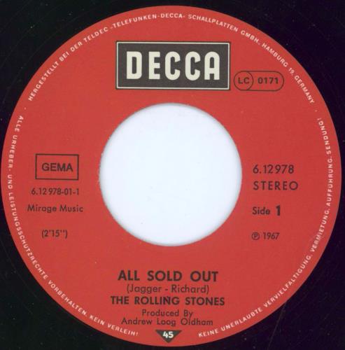 The Rolling Stones All Sold Out 7" vinyl single (7 inch record / 45) German ROL07AL793403