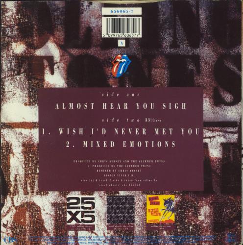 The Rolling Stones Almost Hear You Sigh - EX 7" vinyl single (7 inch record / 45) UK ROL07AL703096