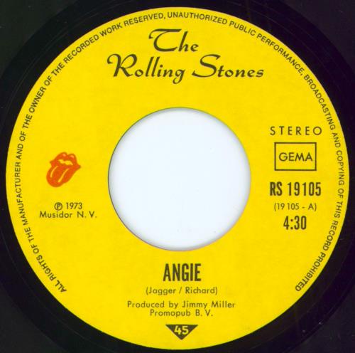 The Rolling Stones Angie - p/s + Tour Dates 7" vinyl single (7 inch record / 45) German ROL07AN381656