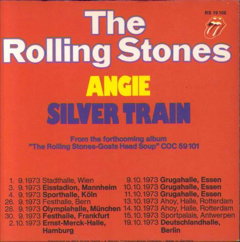The Rolling Stones Angie - p/s + Tour Dates 7" vinyl single (7 inch record / 45) German ROL07AN381656