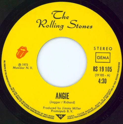 The Rolling Stones Angie - P/S - Discog 7" vinyl single (7 inch record / 45) German ROL07AN97961