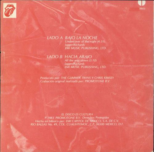 The Rolling Stones Bajo La Noche - Undercover 7" vinyl single (7 inch record / 45) Mexican ROL07BA156401