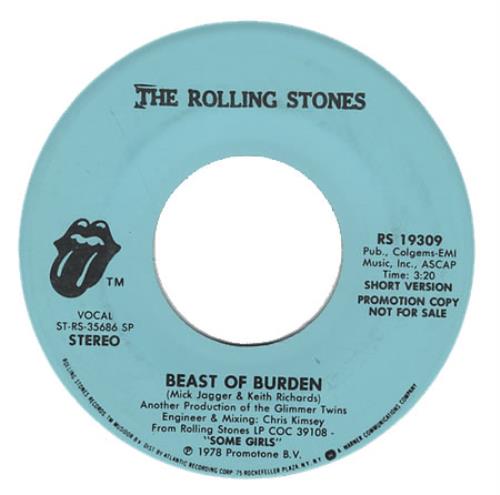 The Rolling Stones Beast Of Burden - 1st 7" vinyl single (7 inch record / 45) US ROL07BE58303