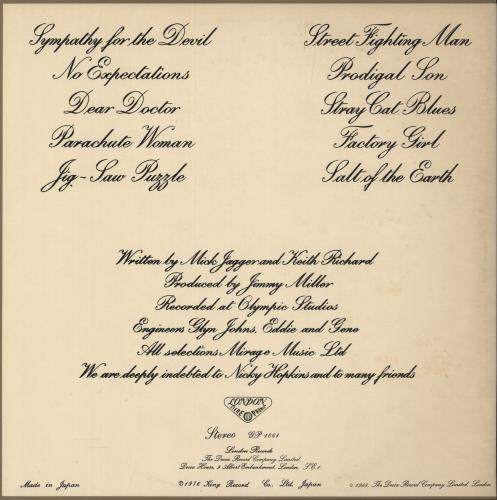 The Rolling Stones Beggars Banquet vinyl LP album (LP record) Japanese ROLLPBE876559