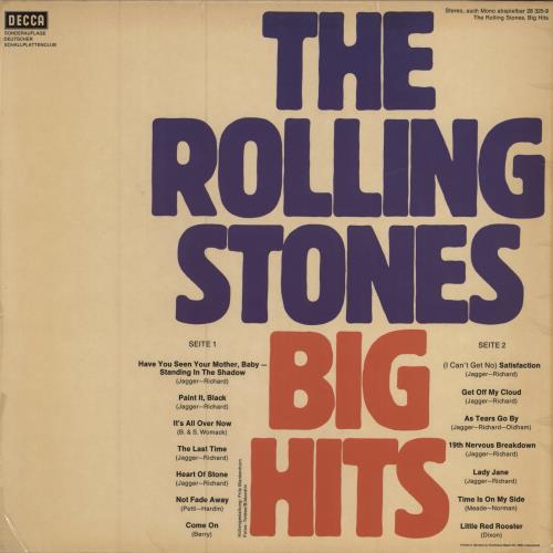 The Rolling Stones Big Hits - Deutscher Schallplattenclub Record Club vinyl LP album (LP record) German ROLLPBI109570