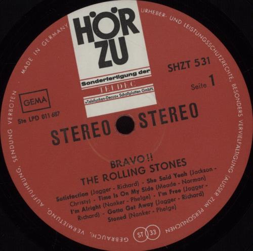 The Rolling Stones Bravo - VG vinyl LP album (LP record) German ROLLPBR544509