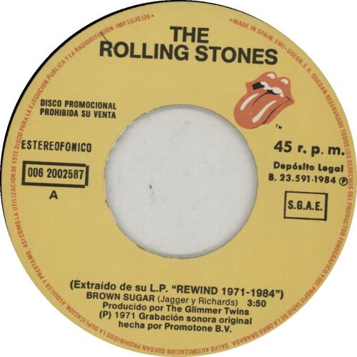 The Rolling Stones Brown Sugar 7" vinyl single (7 inch record / 45) Spanish ROL07BR645710