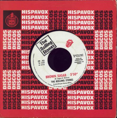 The Rolling Stones Brown Sugar 7" vinyl single (7 inch record / 45) Spanish ROL07BR778587