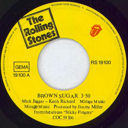 The Rolling Stones Brown Sugar 7" vinyl single (7 inch record / 45) German ROL07BR792367