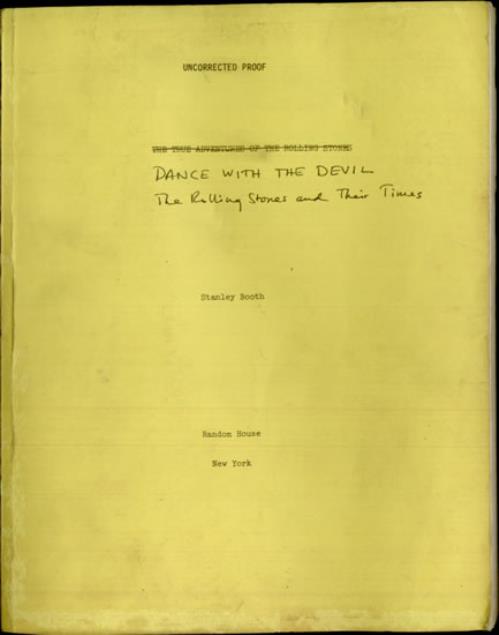 The Rolling Stones Dance With The Devil - Uncorrected Proof book US ROLBKDA518632
