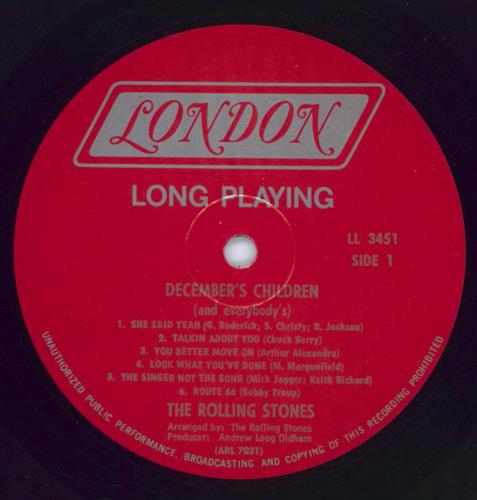 The Rolling Stones December's Children -  Deletion Marked - B&W Stickered Shrink vinyl LP album (LP record) US ROLLPDE770073