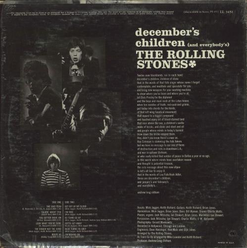 The Rolling Stones December's Children -  Deletion Marked - B&W Stickered Shrink vinyl LP album (LP record) US ROLLPDE770073