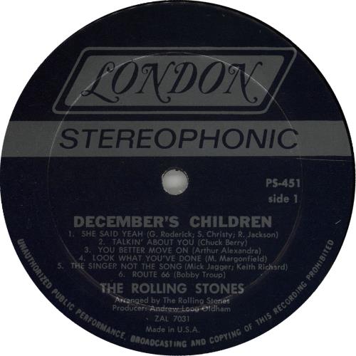 The Rolling Stones December's Children vinyl LP album (LP record) US ROLLPDE671263