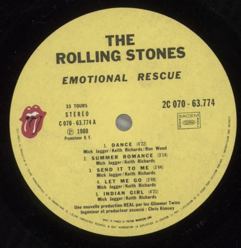 The Rolling Stones Emotional Rescue + poster vinyl LP album (LP record) French ROLLPEM885209